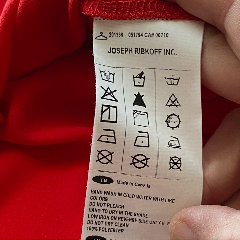 Joseph Ribkoff Red Tie Front Blouse Size 8 Chiffon V Neck 3/4 Sleeve Office - Picture 9 of 15